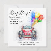 ビープ音!ドライブバイ誕生日パレード 招待状 (正面)