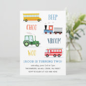 ビープ ブーム ウー トラクター 子どもの誕生日パーティー 招待状 (スタンド正面)