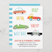 ビープ·ホンク·ウー·ウィー·キッド誕生日パーティーの招待 招待状 (正面/裏面)