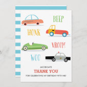 ビープ·ホンク·ウー·キッドの誕生日サンキューカード 招待状 (正面/裏面)