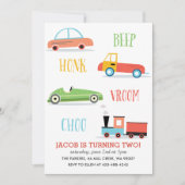 ビープ・ホンクChooo Kidの誕生日パーティーの招待状 招待状 (正面)