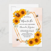 ビーベイビーシャワーひまわり白バラ金ゴールド ポストカード (正面/裏面)