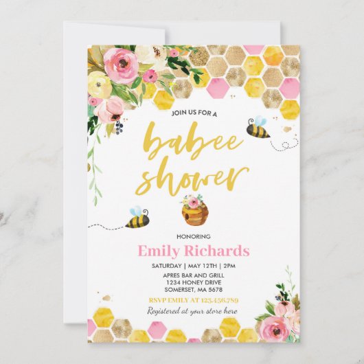 ビーベイビーシャワー招待状フローラベイビーシャワー 招待状 (正面)