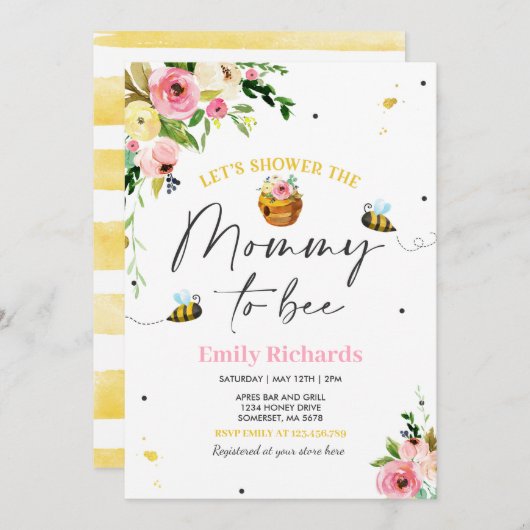 ビーベイビーシャワー招待状フローラマムマトゥビー 招待状 (正面/裏面)