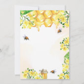 ビーベイビーシャワー金ゴールド黄色花模様かわいい 招待状 (裏面)