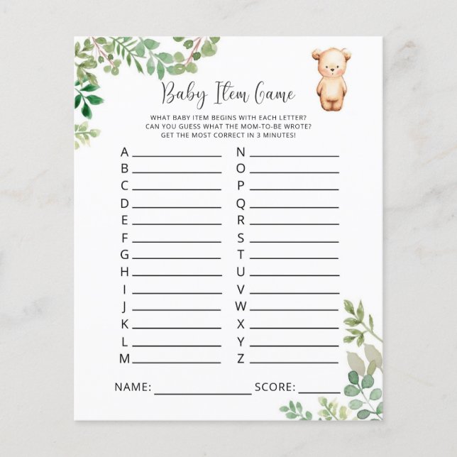 ビーベビーアイテムゲーム。赤ちゃんシャワーゲーム (正面)