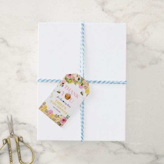 ビーベビーシャワーママへビーピンク春フローラ ギフトタグ (より糸付き)