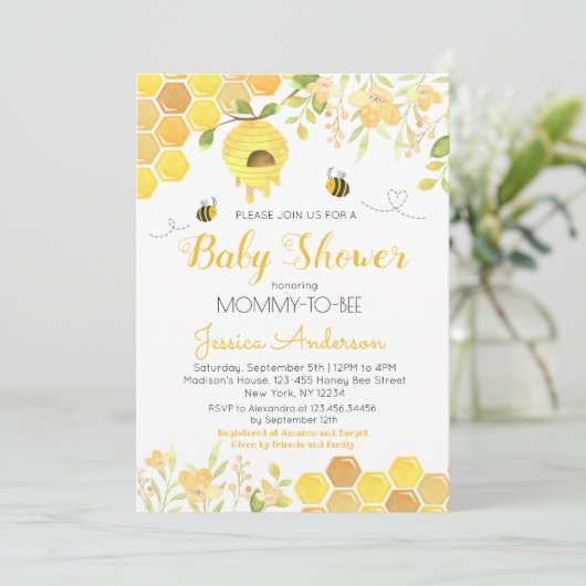 ビーベビーシャワー招待状ズボーイガールのまわりに 招待状 (スタンド正面)