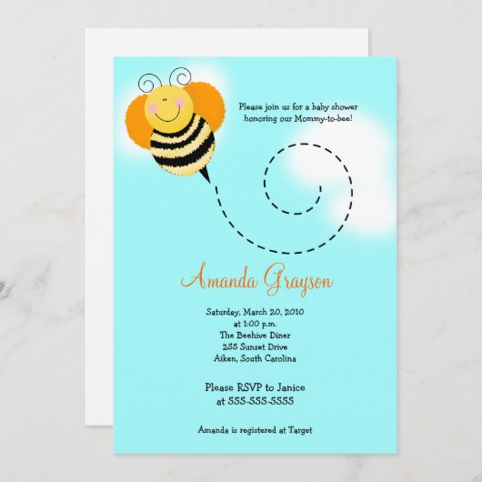 ビーホップのまわりにベビーシャワー#2招待状5x7 招待状 (正面/裏面)