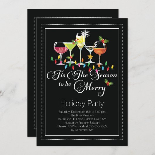 ビーホリデーメリーカクテルパーティの招待状 招待状 (正面/裏面)