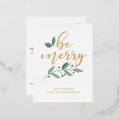 ビーホリメリーーモダンビジネスホリディフォイルカード 箔シーズンポストカード (正面/裏面)