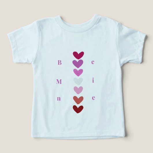 ビーマイニマルハートスタックバレンタインTシャツ (デザイン正面)