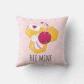 ビーマイニングキュートビーとピンクバレンタインハート クッション (裏面)