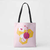 ビーマイニングキュートビーとピンクバレンタインハート トートバッグ (正面)