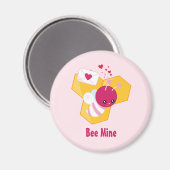 ビーマイニングキュートビーとピンクバレンタインハート マグネット (正面/裏面)