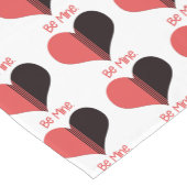 ビーマイニングバレンタインレッドストライプハート ショートテーブルランナー (コーナー)