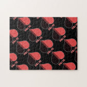 ビーマイニングバレンタインレッドストライプハート ジグソーパズル (横)