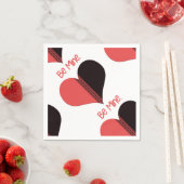 ビーマイニングバレンタインレッドストライプハート スタンダードカクテルナプキン (インサイチュ)