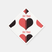 ビーマイニングバレンタインレッドストライプハート スタンダードカクテルナプキン (角)