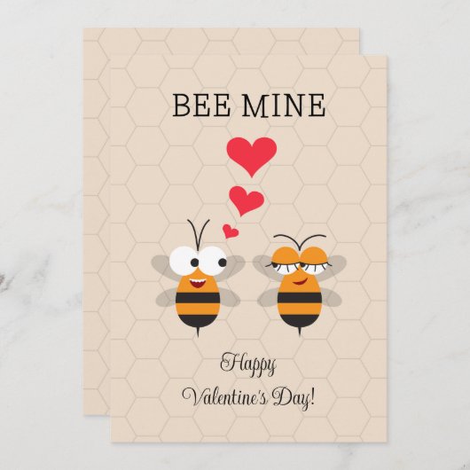 ビーマイネハネビーかわいいバレンタインデー シーズンカード (正面/裏面)