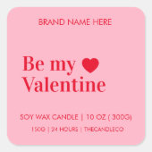 ビーマイバレンタインカスタム | 赤&bピンクキャンドル スクエアシール (正面)