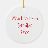 ビーマイバレンタインチョコレートさくらんぼ心のこもった飴 セラミックオーナメント (裏面)