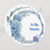 ビーマイバレンタインフローラロマンチックブルーフラワーリース シーズンカード (正面/裏面)