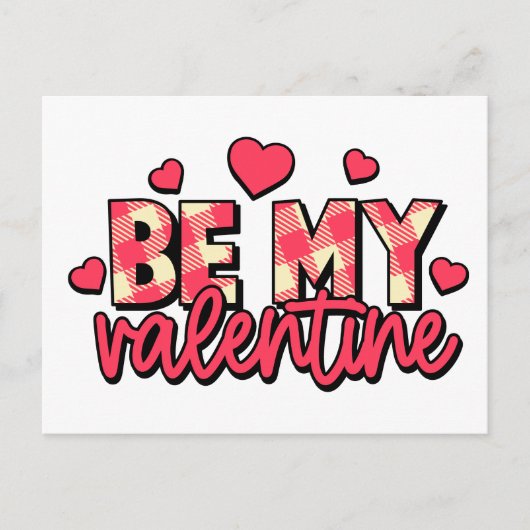 ビーマイバレンタインプレイド文字はがき ポストカード (正面)