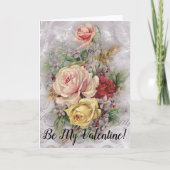 ビーマイバレンタインヴィンテージフローラブーケ薄紫バラ シーズンカード (正面)