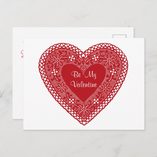 ビーマイバレンタインヴィンテージレースハート ポストカード (正面/裏面)