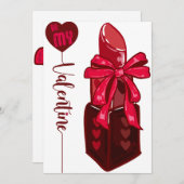 ビーマイバレンタイン口紅ギフトデザイン 招待状 (正面/裏面)