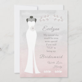 ビーマイブライドメイド – 白いブライダルガウンオンピンクグレー カード