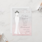 ビーマイブライドメイド – 白いブライダルガウンオンピンクグレー カード (正面/裏面インサイチュ)