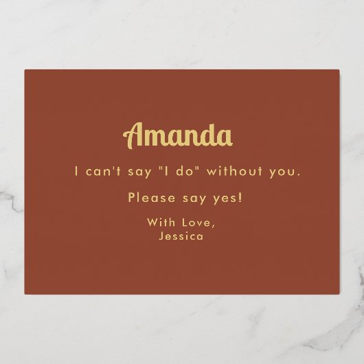 ビーマイブリーズメイドブラウンテラコッタフォイル招待状 箔招待状 (裏面)