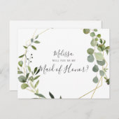 ビーマイメイド・オブ・オーナー（花嫁付き添い人） インビテーションポストカード (正面/裏面)