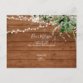 ビーマイメイド・オブ・オーナー（花嫁付き添い人）ボホウッドランドグリーンリー インビテーションポストカード (裏面)