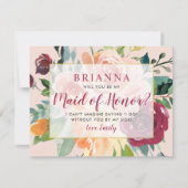 ビーマイメイド・オブ・オーナー(花嫁付き添い人)素朴ブルゴーニュ赤面結婚ズ 招待状 (正面)