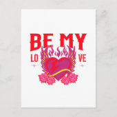 ビーマイラブレトロハートバラバイクもしくは自転車に乗る人バレンタイン ポストカード (正面)