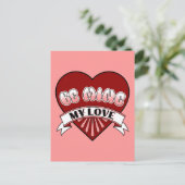 ビーマイラブレトロヴァレンティーンズデイ赤いハート ポストカード (スタンド正面)