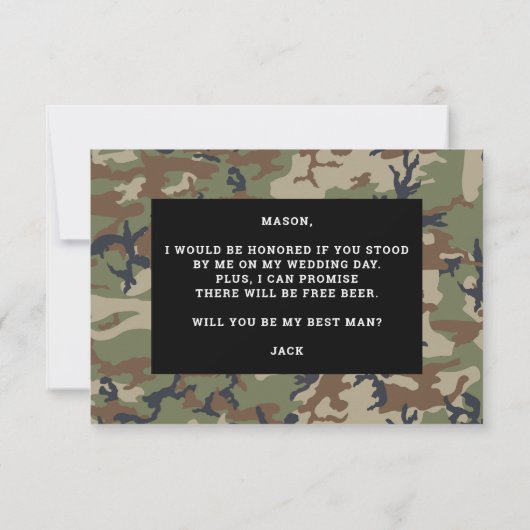 ビーマイ花婿介添人カード迷彩柄 サンキューカード (裏面)