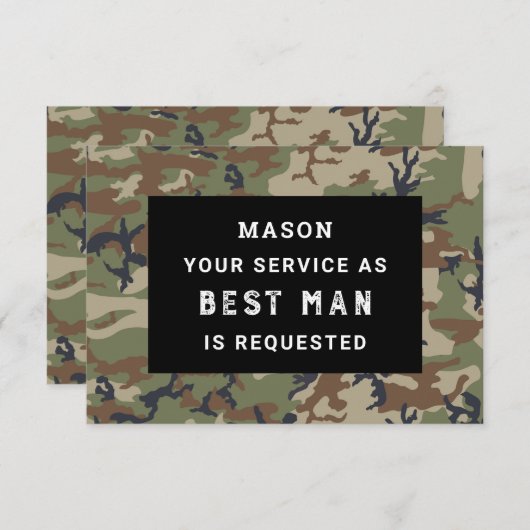 ビーマイ花婿介添人カード迷彩柄 サンキューカード (正面/裏面)