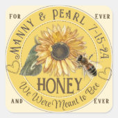 ビーミニハニーベアラベル付き結婚ひまわり スクエアシール (正面)