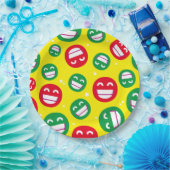 ビーミング顔笑顔の目絵文字レッド緑イエロー ペーパープレート (パーティー)