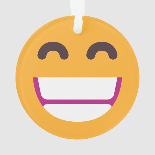 ビーミング顔笑顔の瞳かわいいカスタム絵文字カラー オーナメント (裏面)