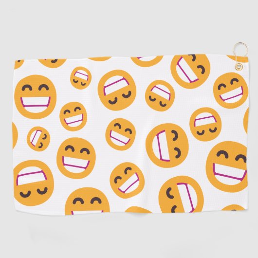 ビーミング顔笑顔の瞳かわいいカスタム絵文字カラー ゴルフタオル (横)