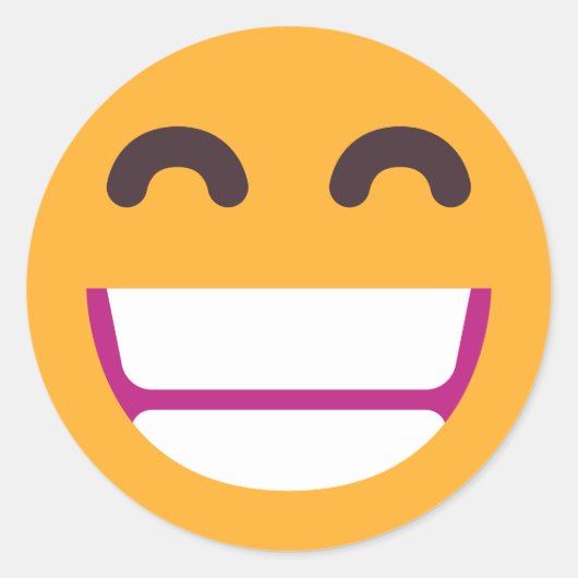 ビーミング顔笑顔の瞳かわいいカスタム絵文字カラー ラウンドシール (正面)