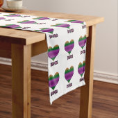 ビーミンバレンタインパープルストライプハート ショートテーブルランナー (インサイチュ)