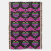 ビーミンバレンタインパープルストライプハート スローブランケット (正面縦)