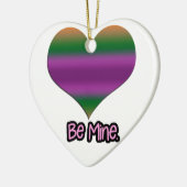 ビーミンバレンタインパープルストライプハート セラミックオーナメント (左)