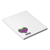 ビーミンバレンタインパープルストライプハート ノートパッド (アングル)